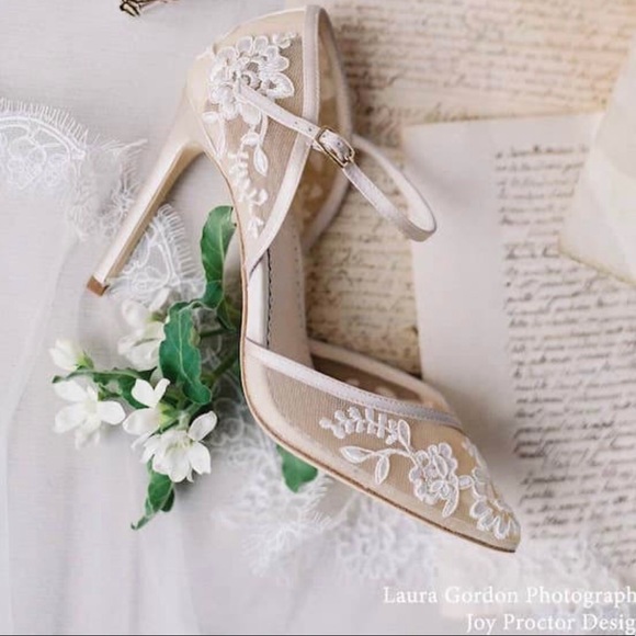 Bella Belle Ivory Lace Heels D'Orsay Wedding Shoes Size 11 - Picture 4 of 7